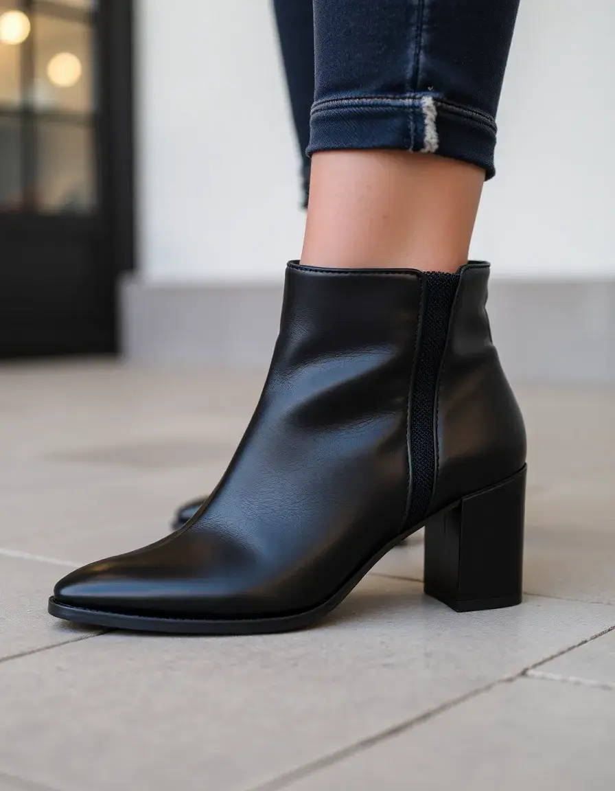 Bottines femme cuir noir à talons hauts élégantes