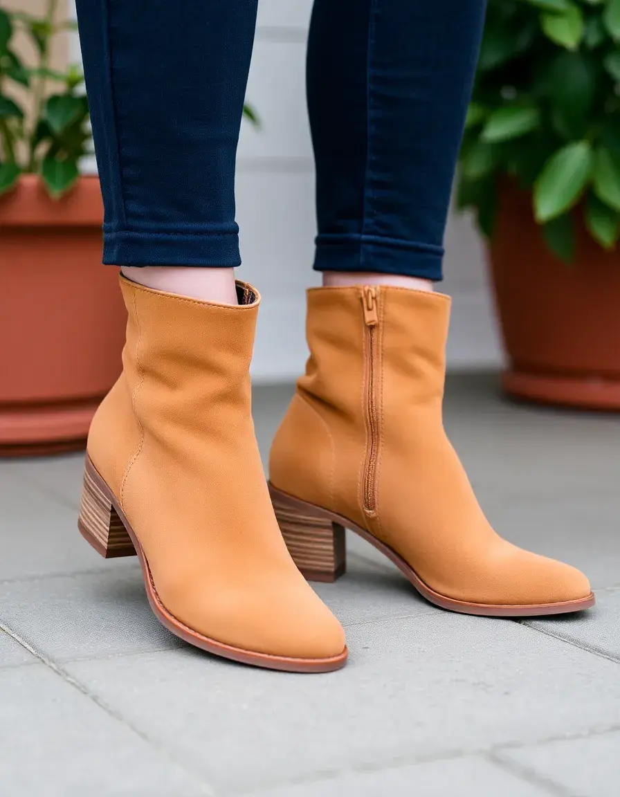 Bottines en suède marron clair style décontracté