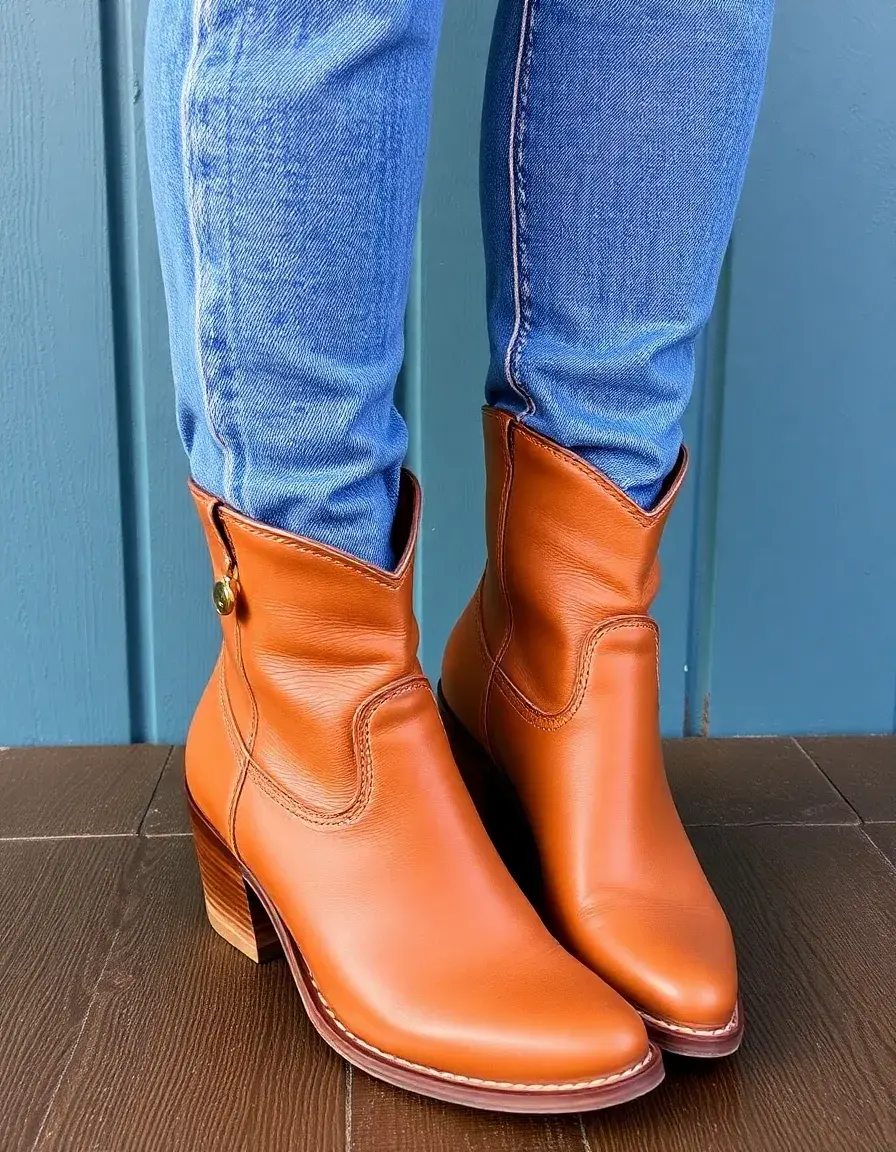 Bottines style western femme cuir véritable