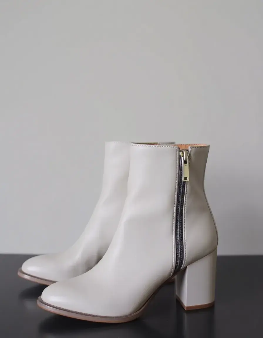 Bottines grises femme cuir avec fermeture éclair