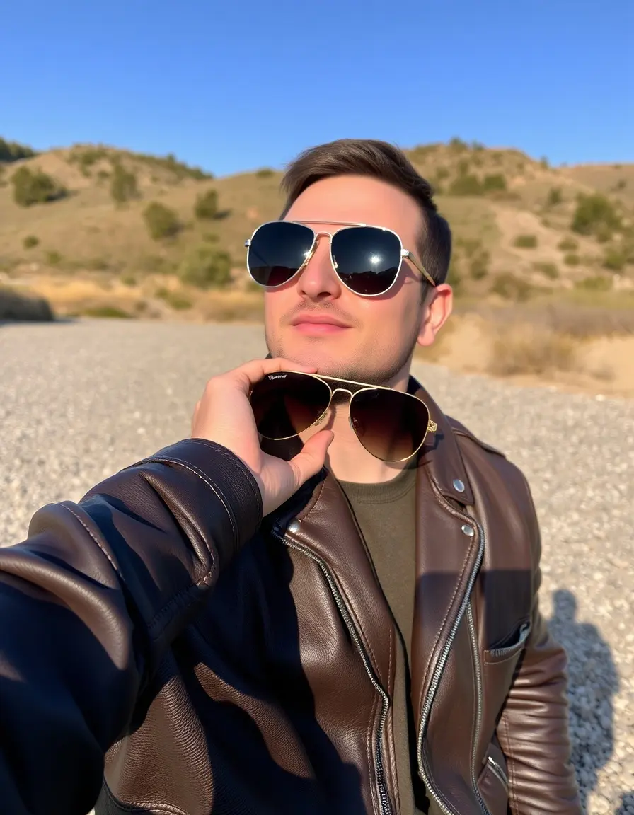 Veste bombardier en cuir marron style aviateur