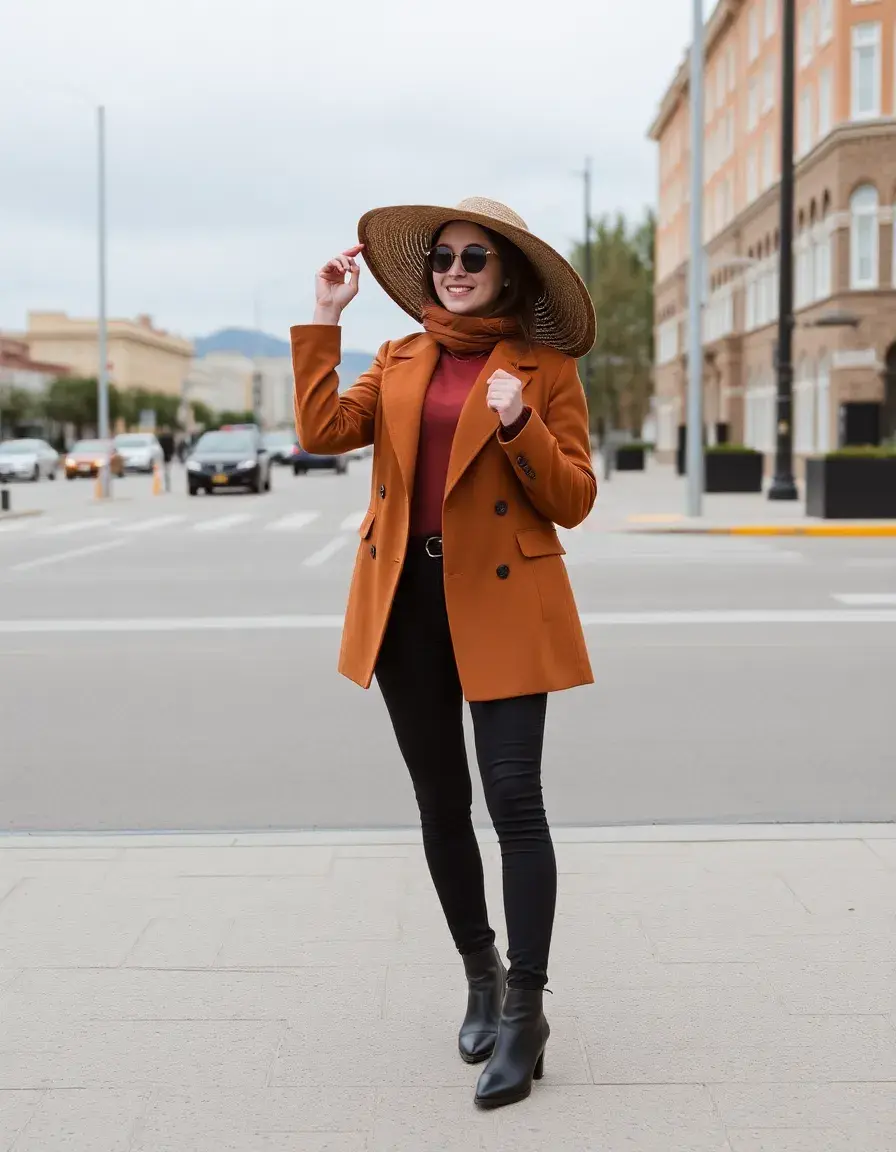 Veste en cuir marron tendance pour femme coupe moderne