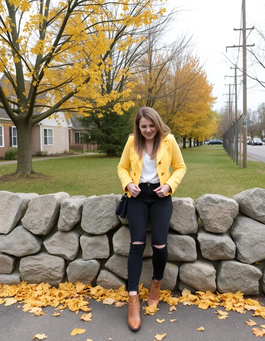 Veste simili cuir jaune moutarde coupe perfecto