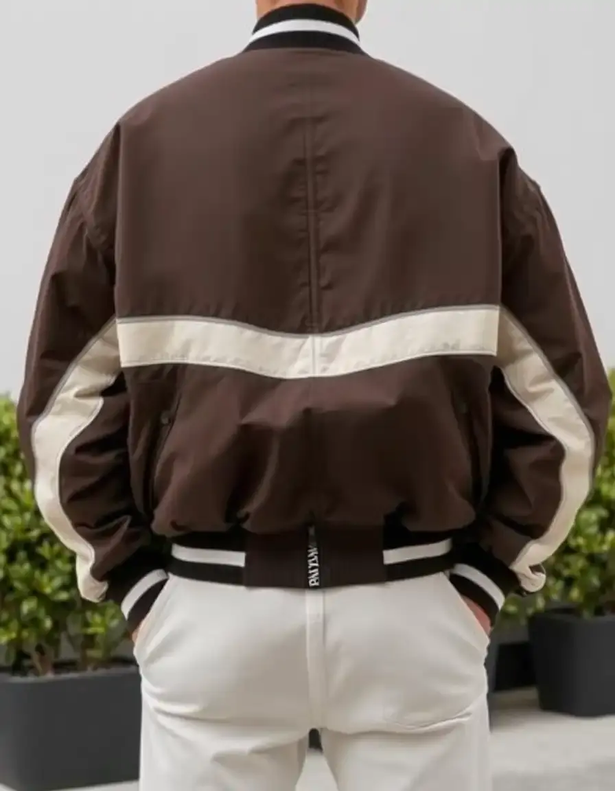 Veste femme semi cuir de type bomber avec finitions soignées