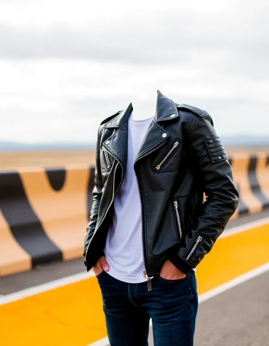 Veste de moto pour femme en semi-cuir avec zips métalliques