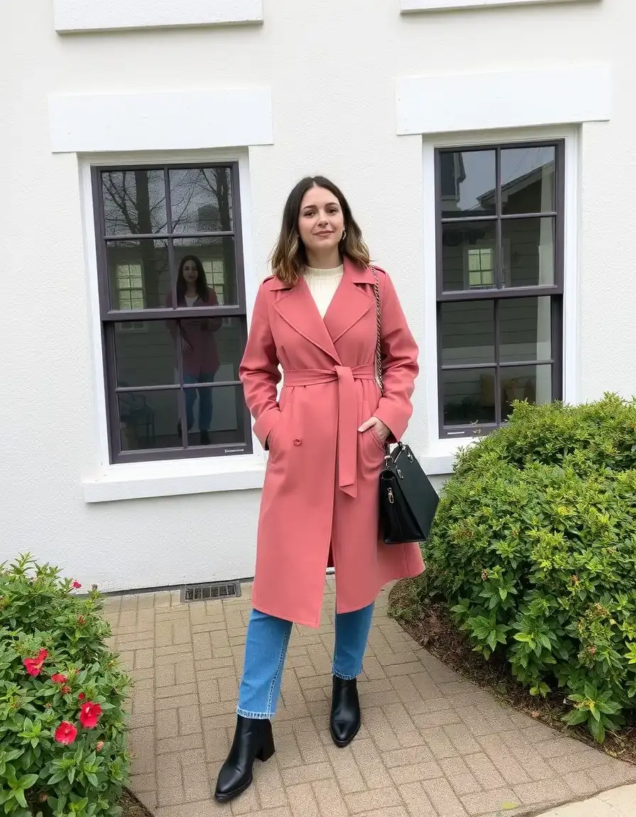 Trench long femme en matière semi-cuir souple