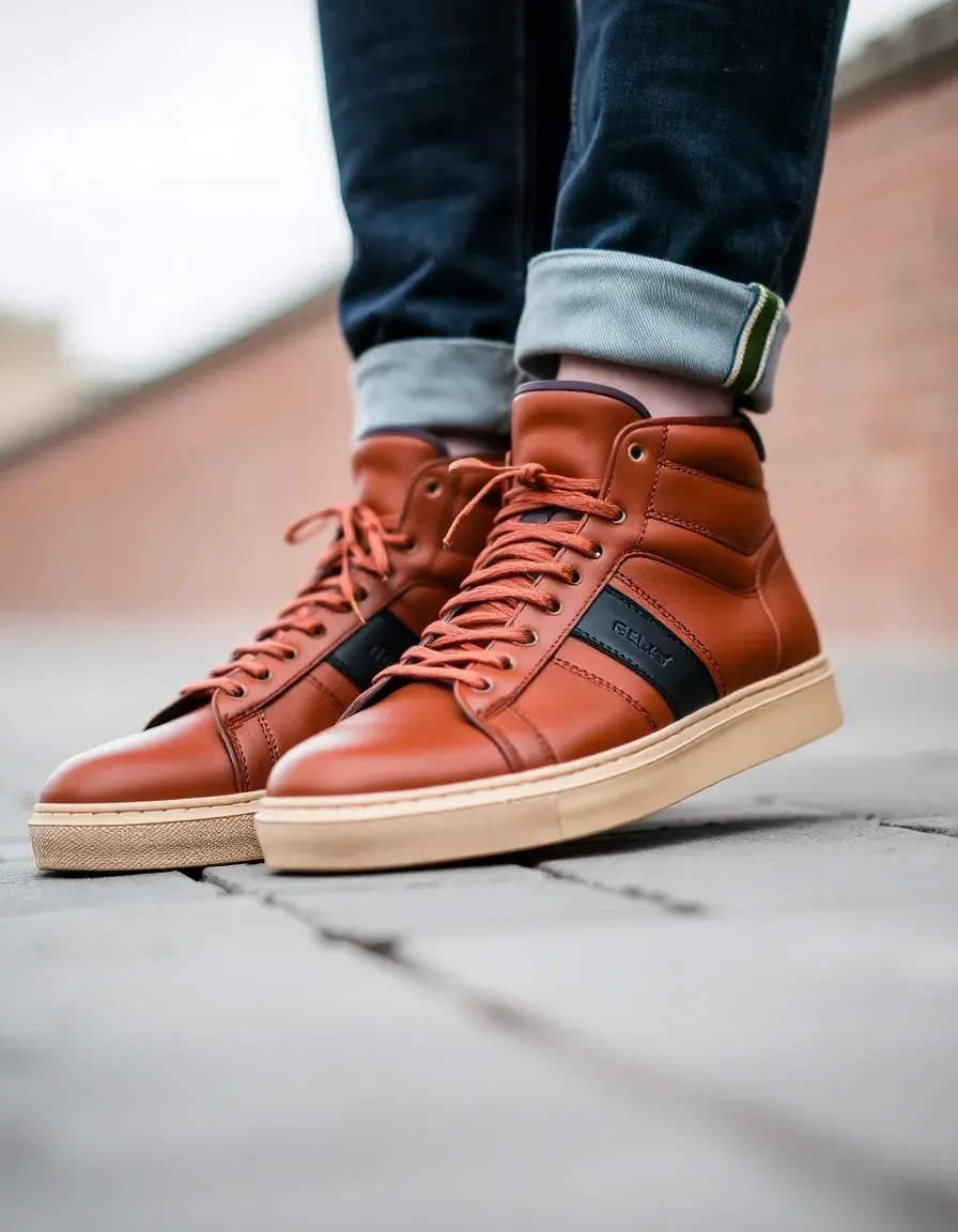 Sneakers cuir design haut de gamme homme