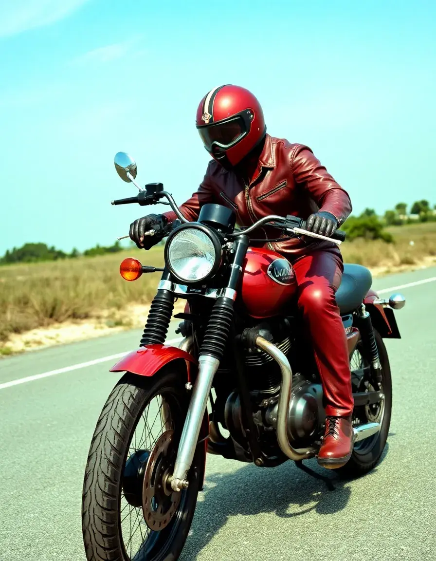 Veste moto cuir style vintage marron