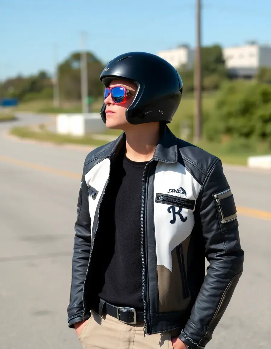 Veste moto hybride cuir et textile