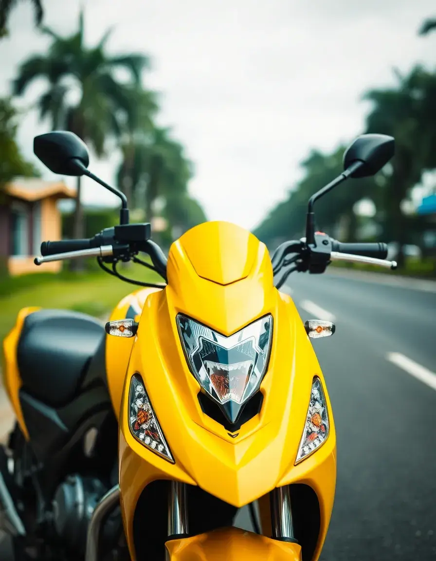 Blouson moto cuir jaune lumineux pour visibilité