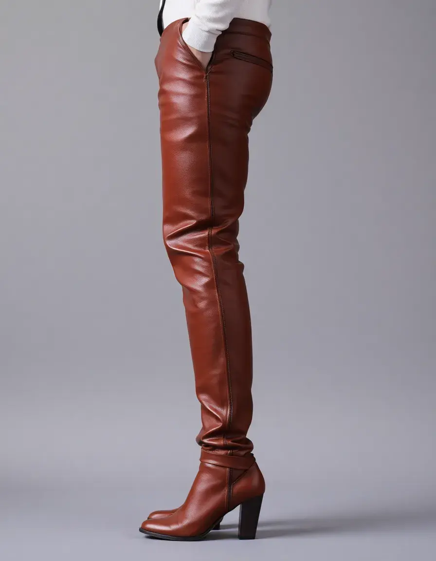 Bottes hautes en cuir noir pour femme arrivant au genou