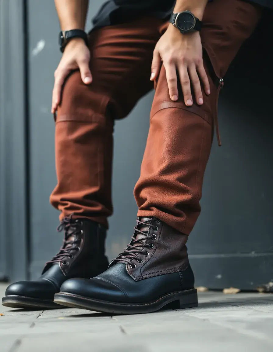 Boots de combat en cuir robuste avec semelle crantée