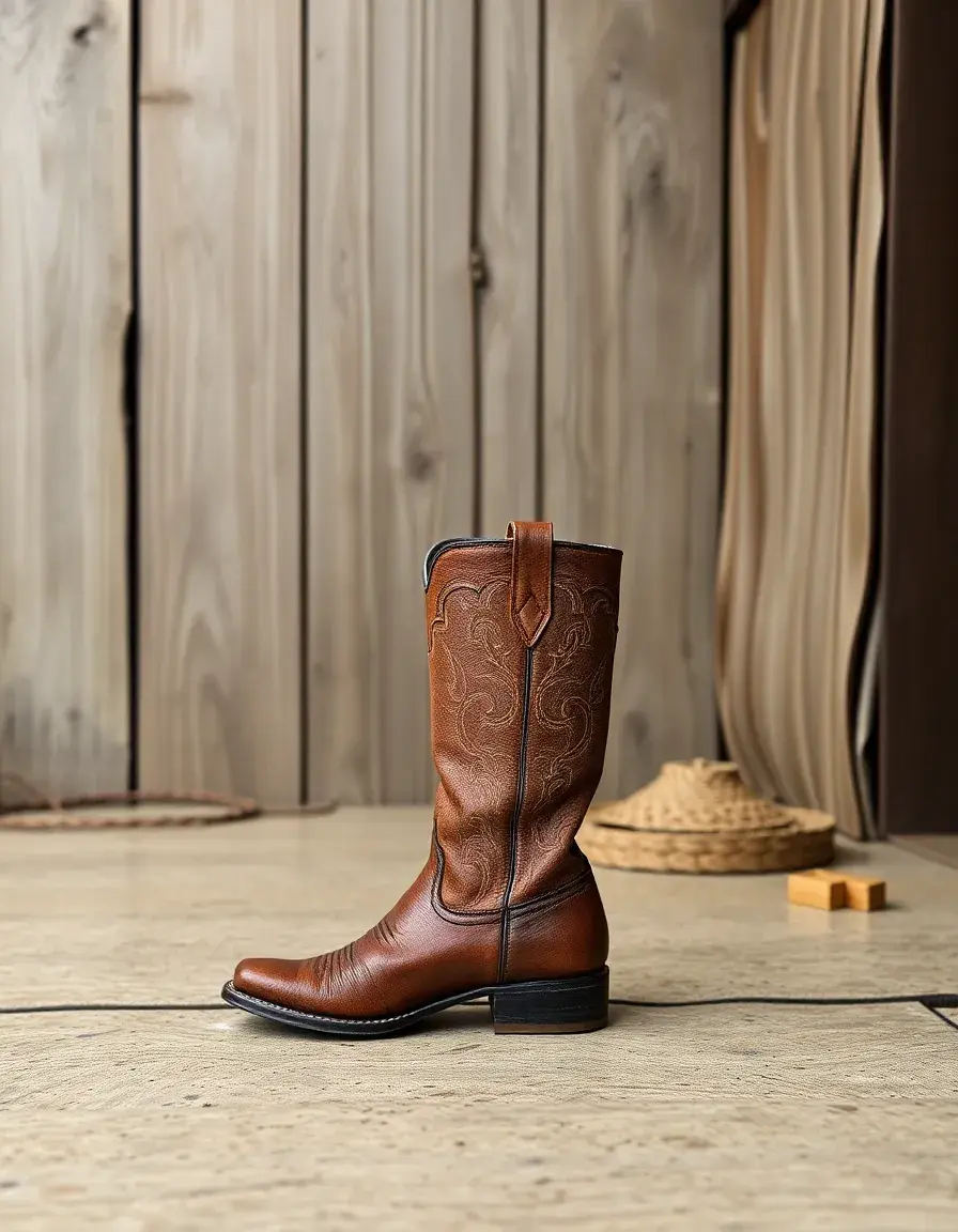 Bottes de cowboy en cuir avec broderies traditionnelles
