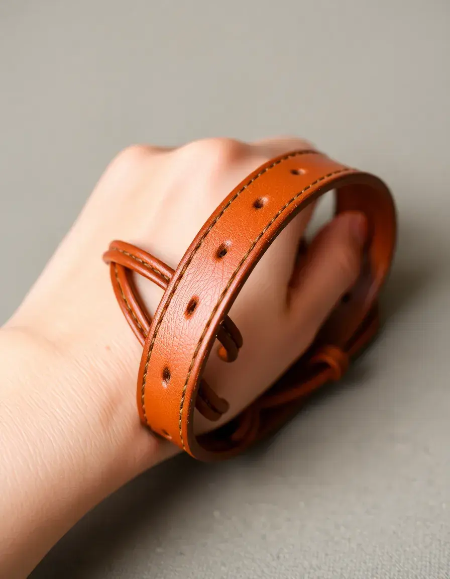 Bracelet cuir multi-tours pour homme couleur tan