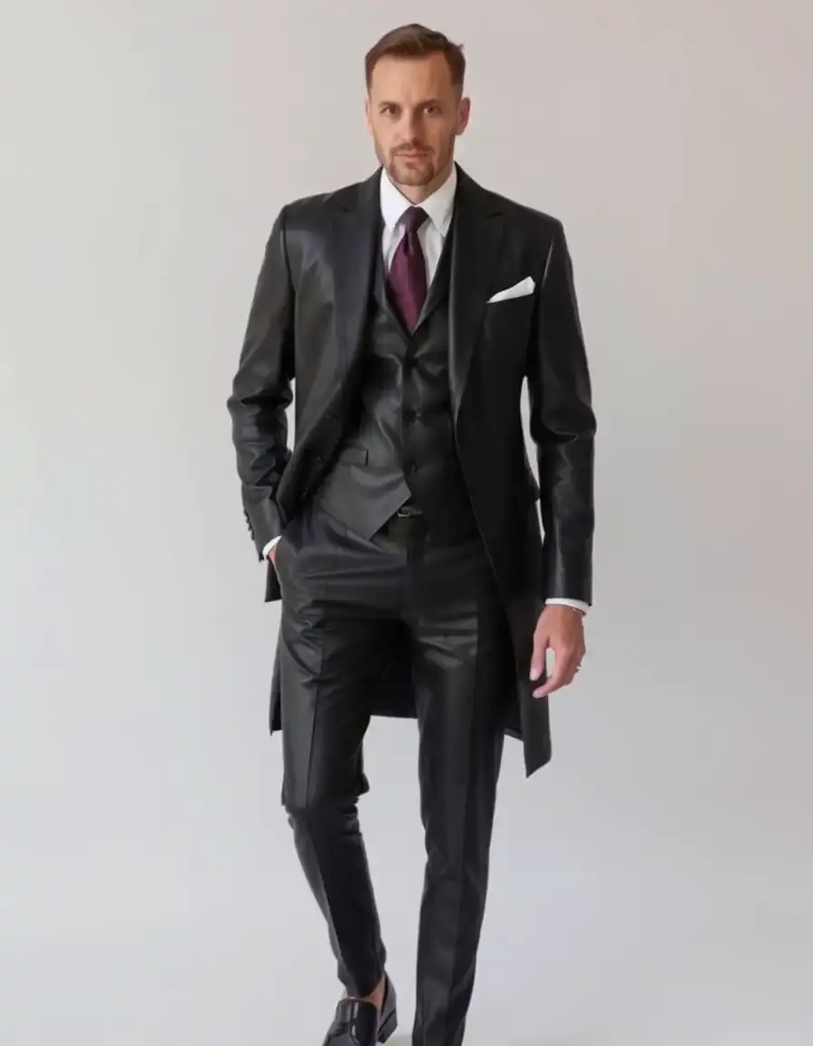 Bottines habillées en cuir noir lisse pour homme