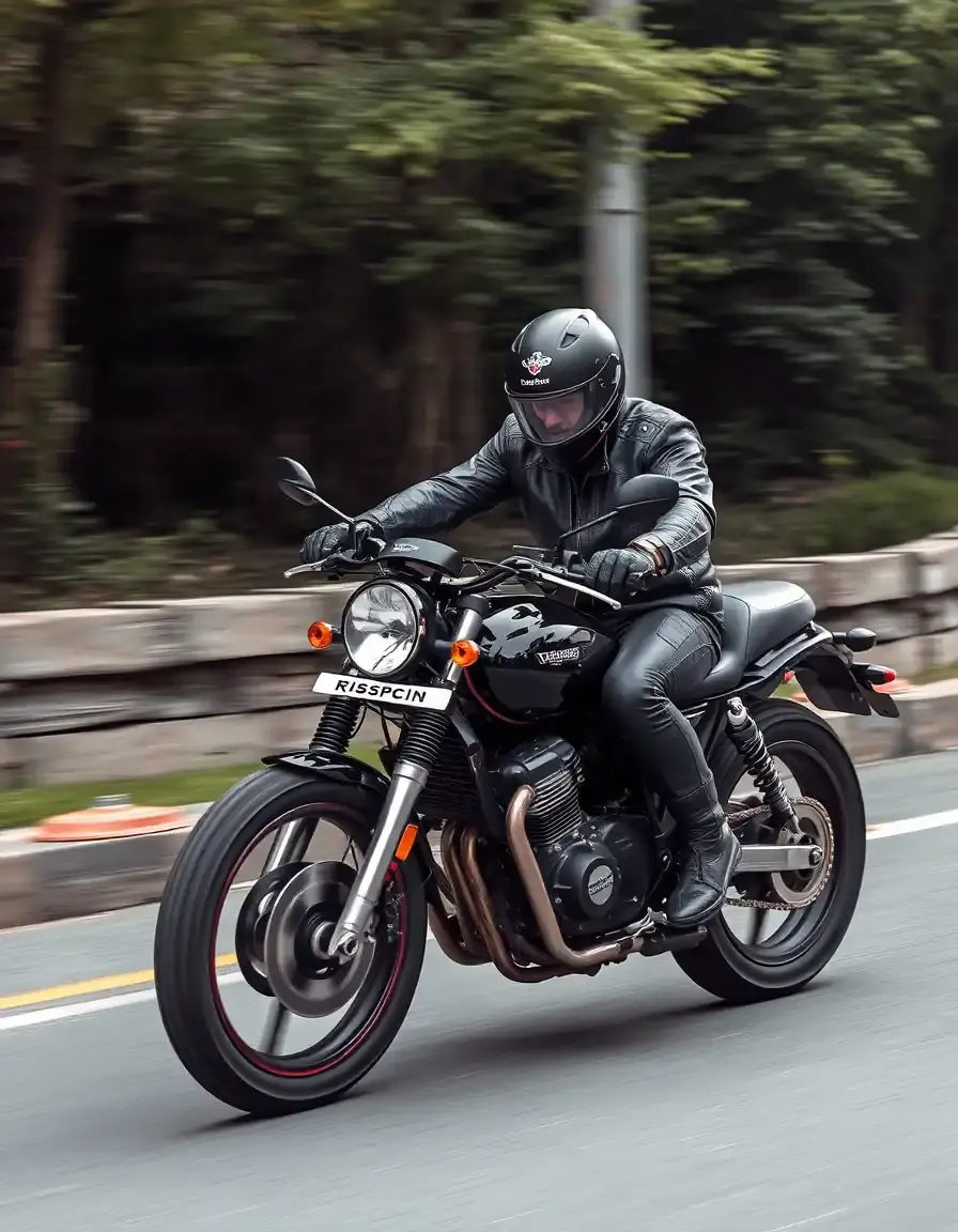 Bottes de moto en cuir noir pour homme