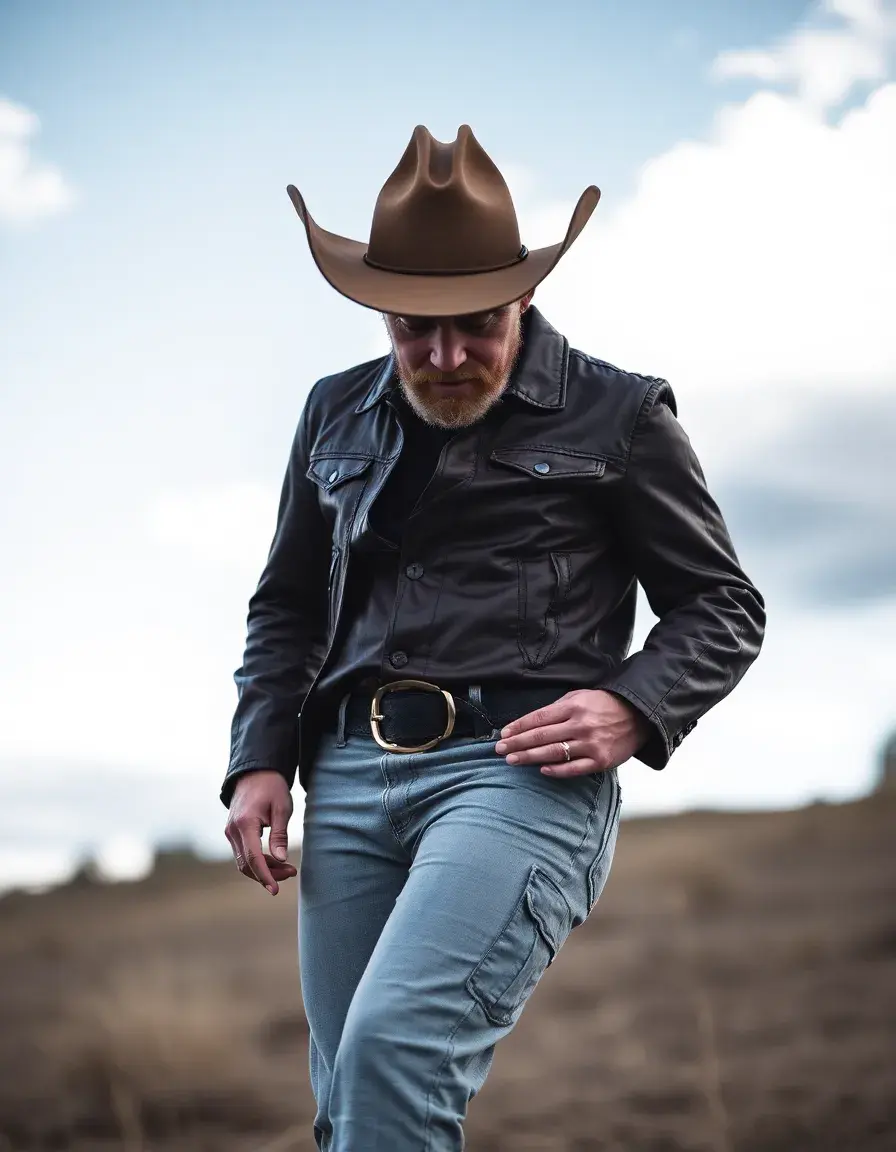 Bottes de cowboy en cuir marron avec broderies