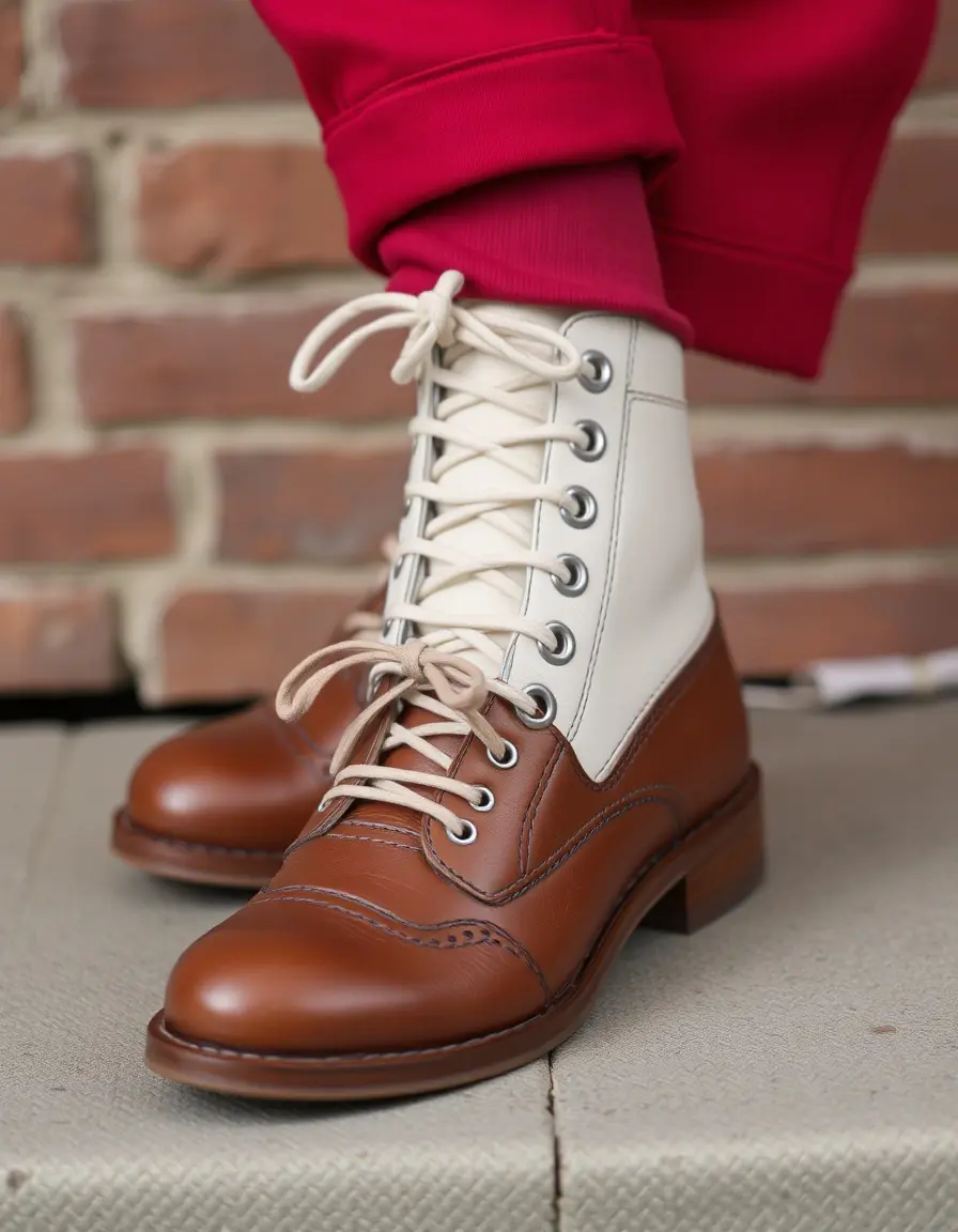 Bottines à lacets en cuir robuste pour femme style rangers