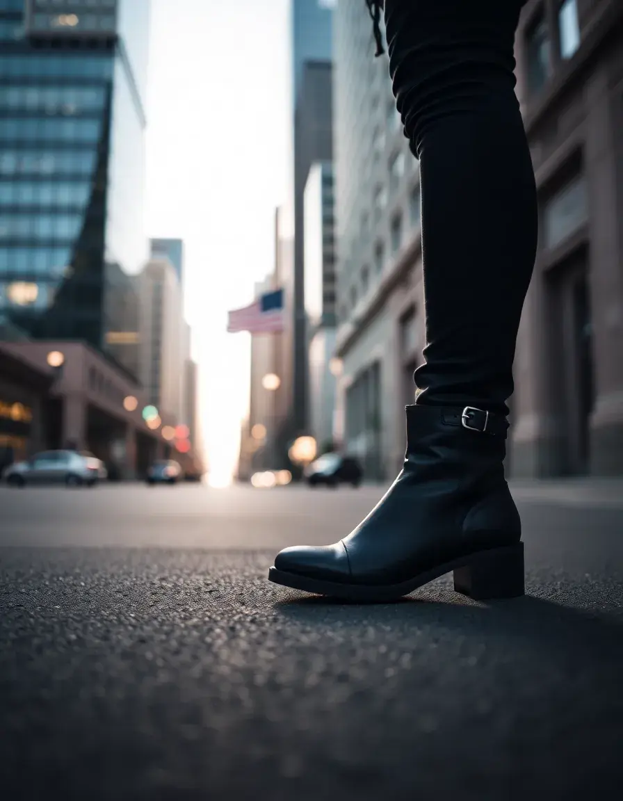 Bottes hautes noires en cuir pour femme style élégant