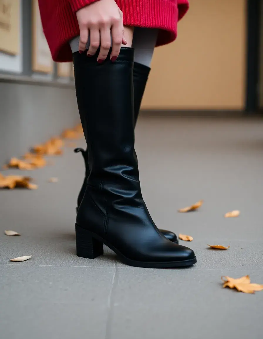 Bottines noires en cuir véritable pour femme