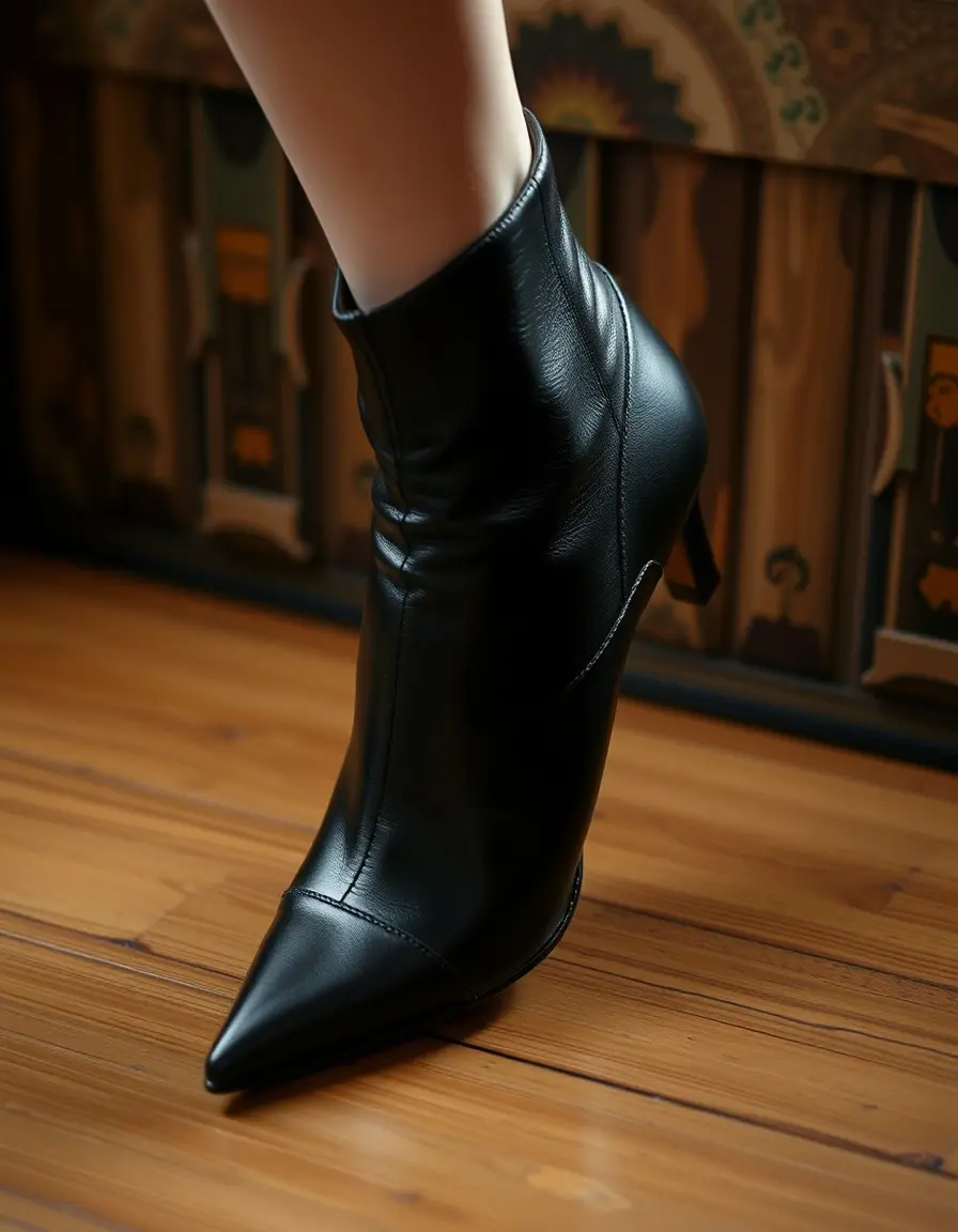 Bottine cuir femme bout pointu élégante