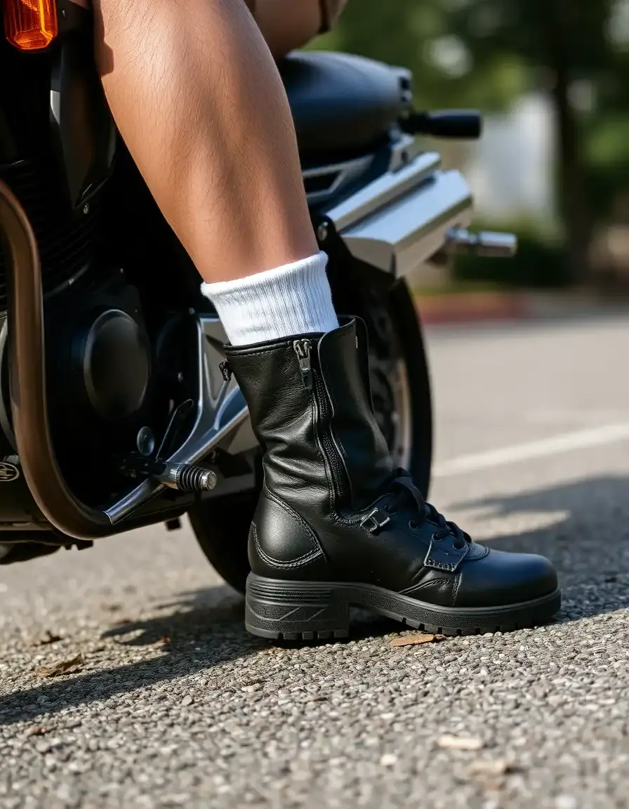 Bottine cuir homme style moto avec détails métalliques