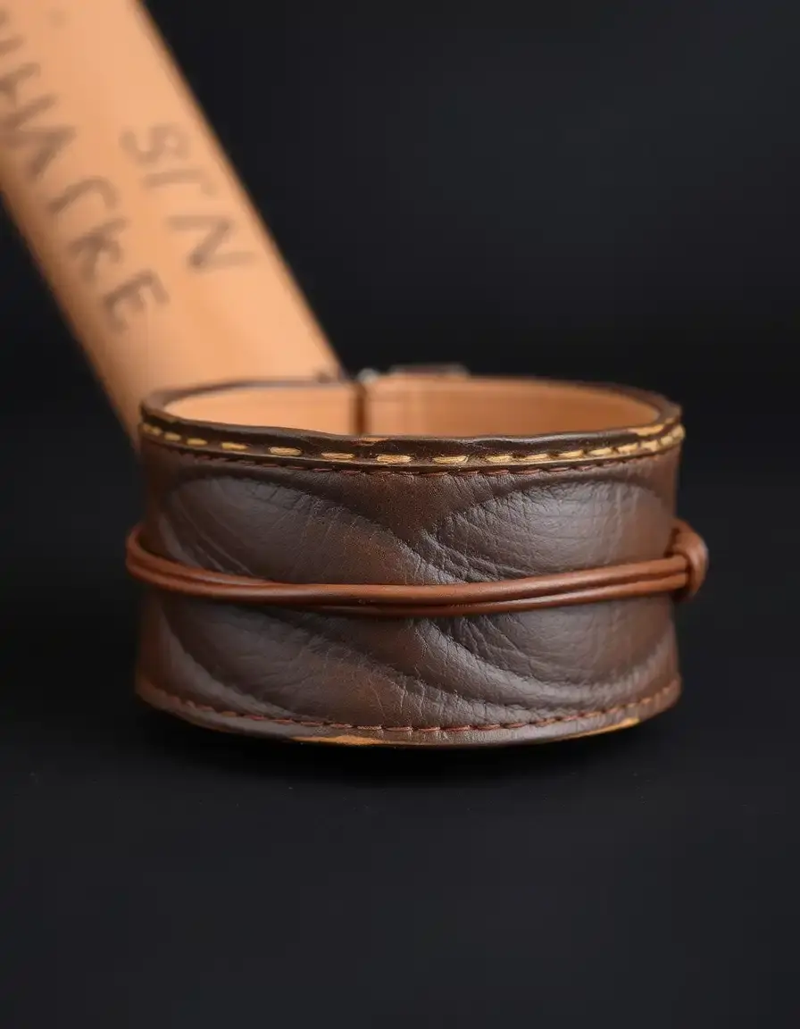 Bracelet manchette cuir large pour homme style vintage