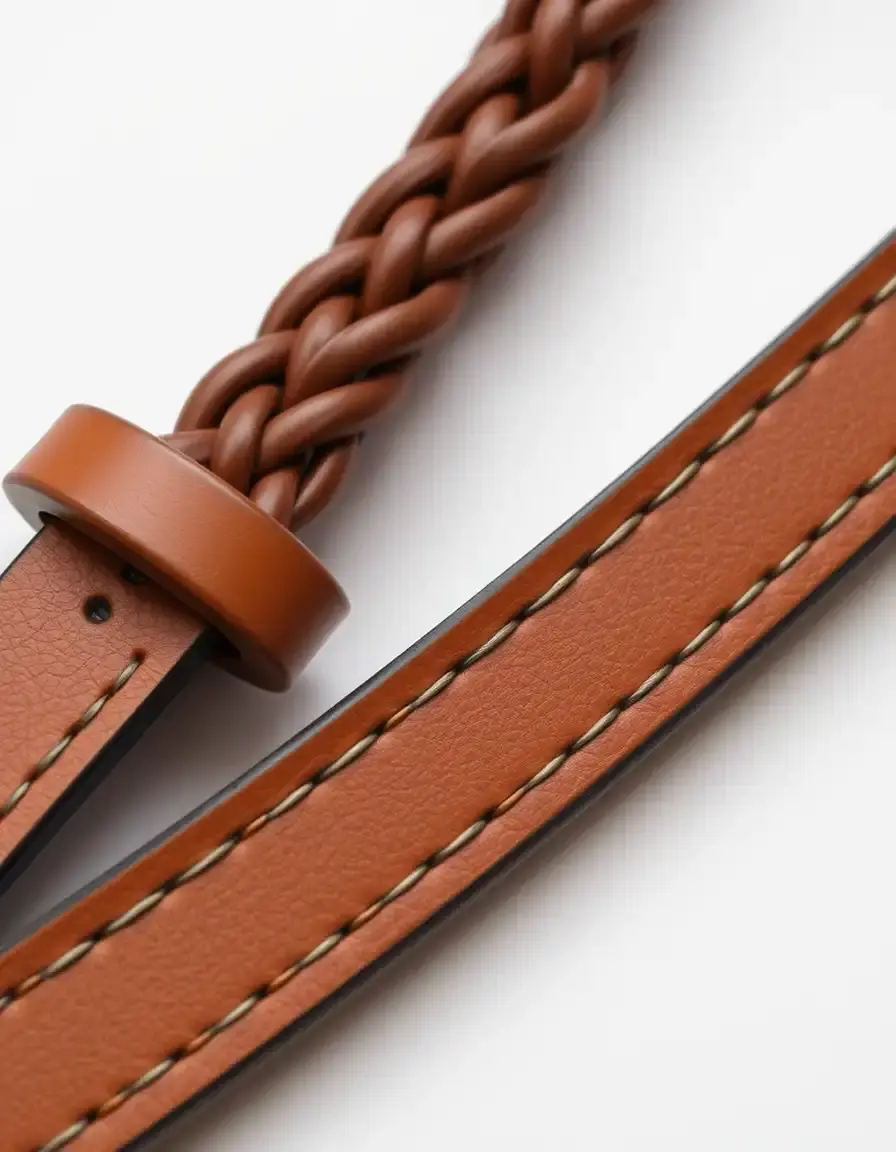 Bracelet cuir tressé marron classique