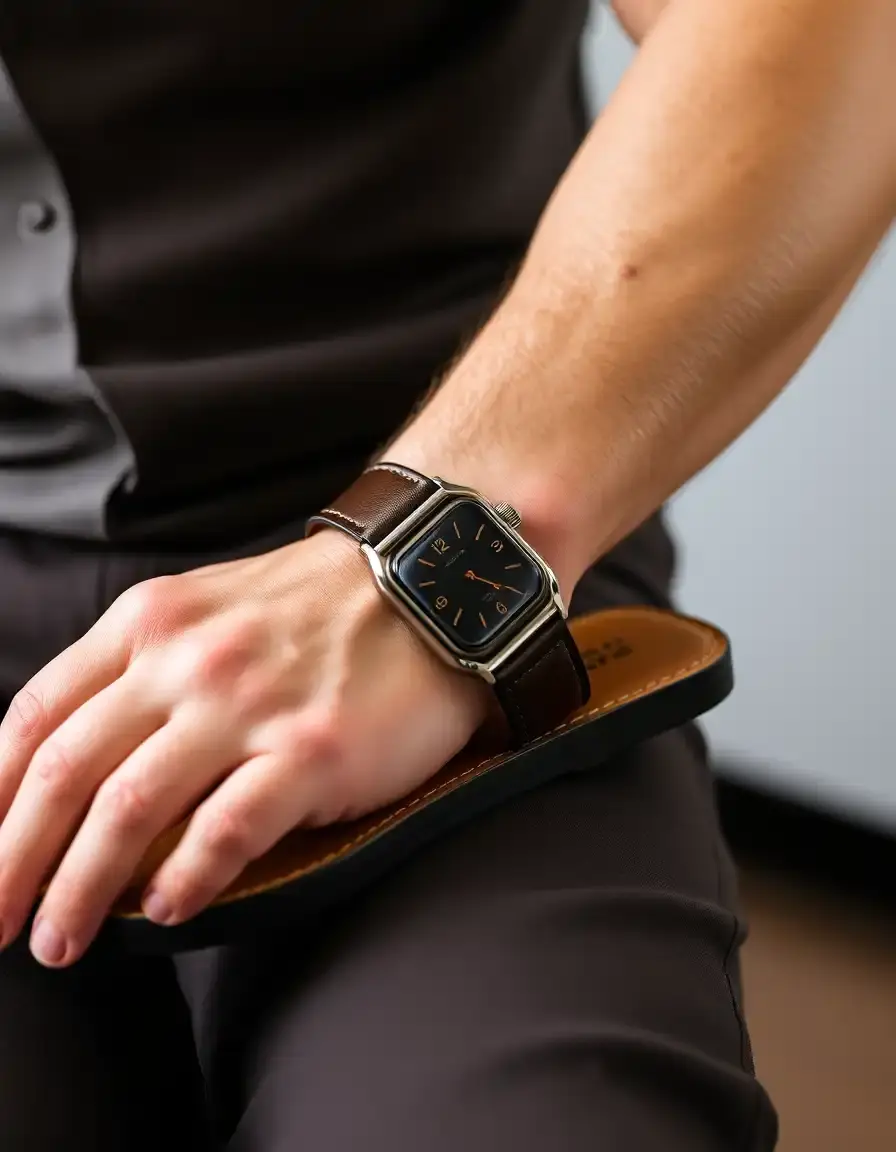 Bracelet cuir ajustable avec système coulissant