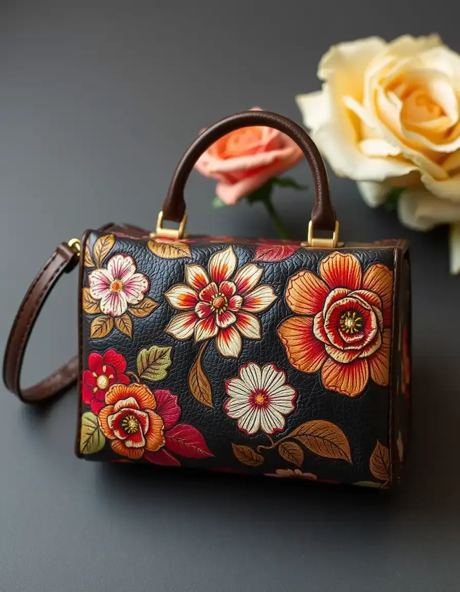 Bracelet cuir femme motif floral