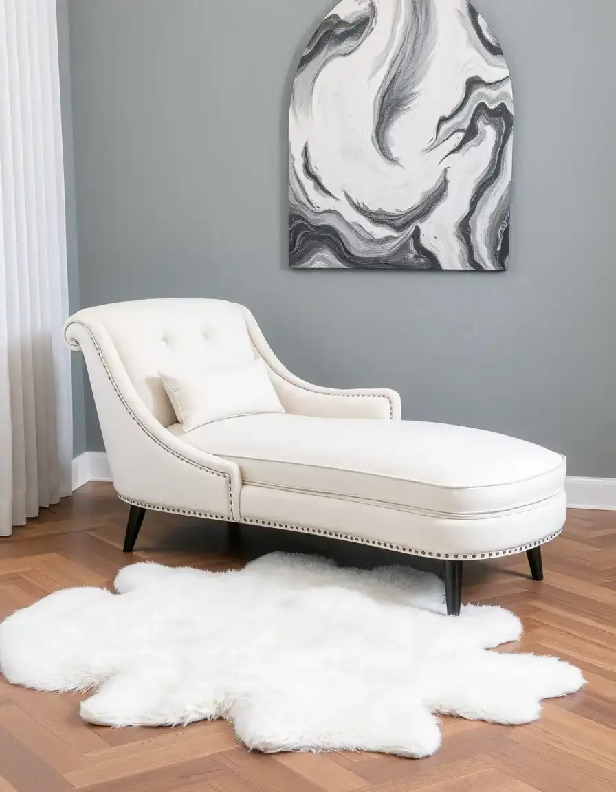 Canapé avec chaise longue intégrée en simili cuir