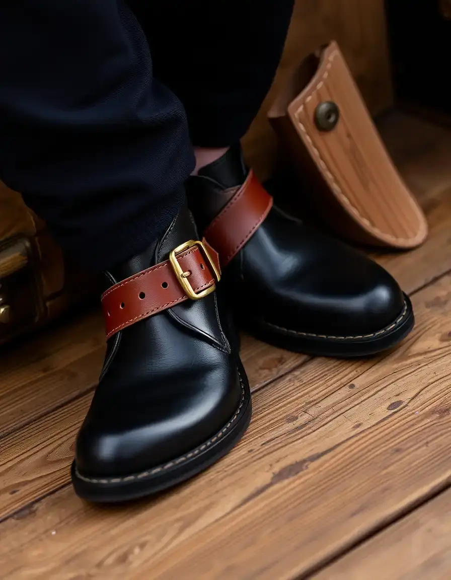 Chaussures à boucles Monk Strap en cuir de luxe