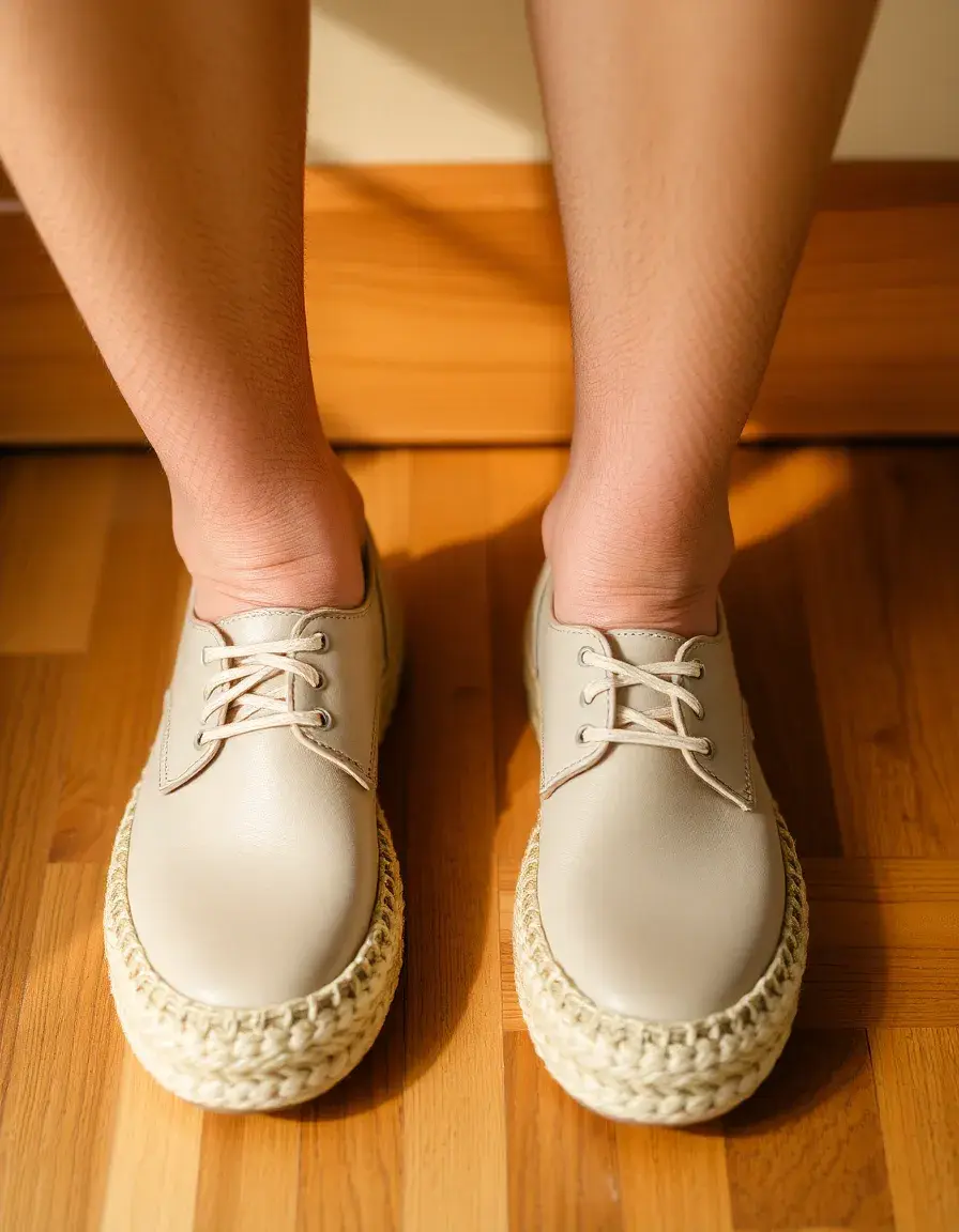 Espadrilles en cuir souple avec semelle en corde