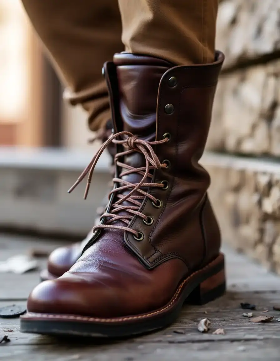 Bottines boots en cuir pour homme style baroudeur chic
