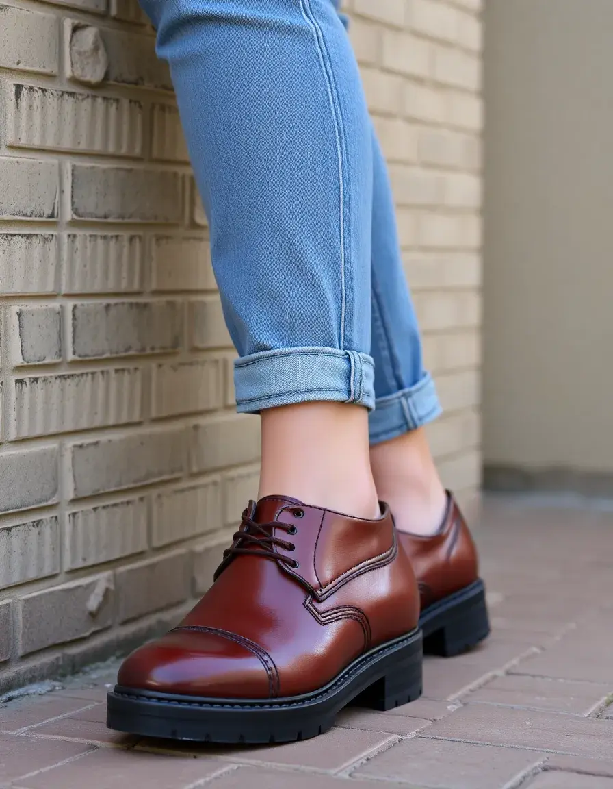 Chaussures Oxford en cuir à lacets pour femme