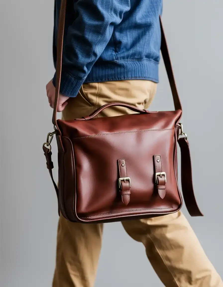 Sac messager en cuir pour ordinateur et documents