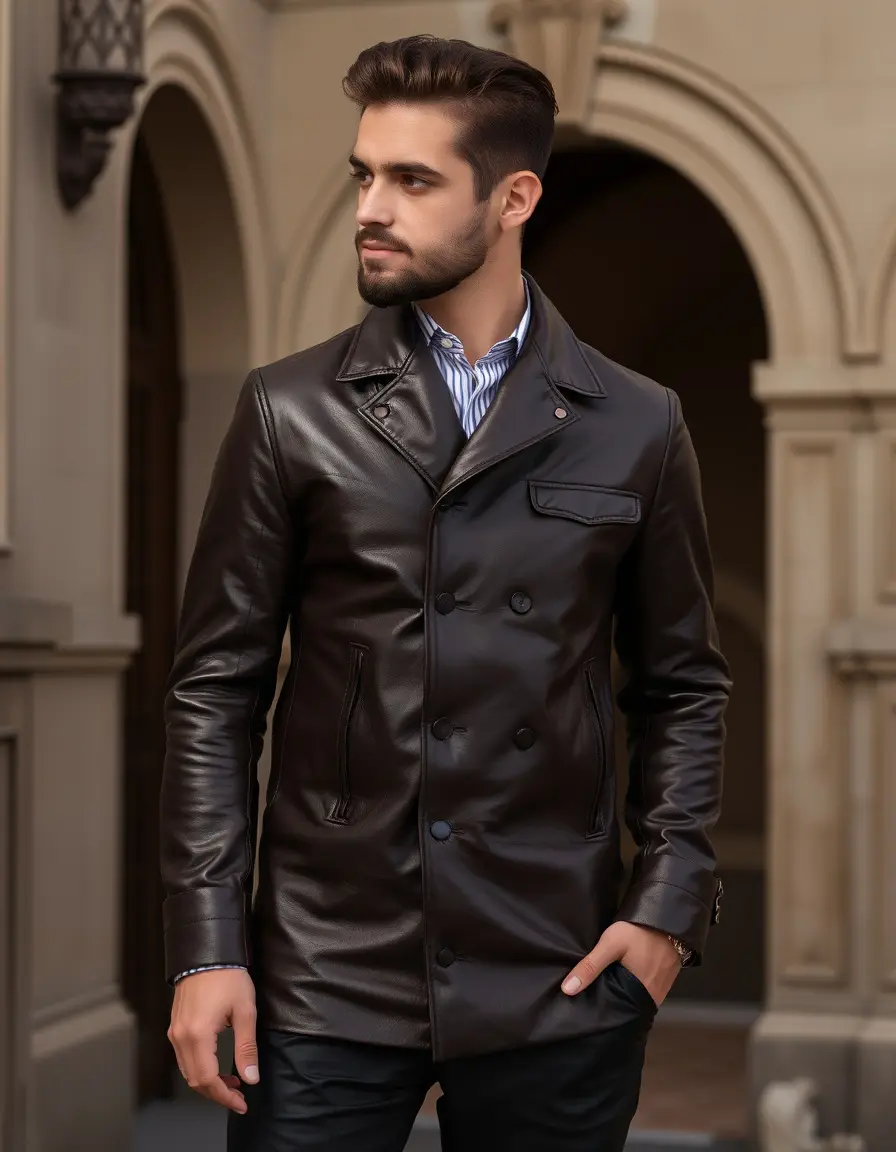 Gant de ville élégant pour homme en cuir d'agneau noir