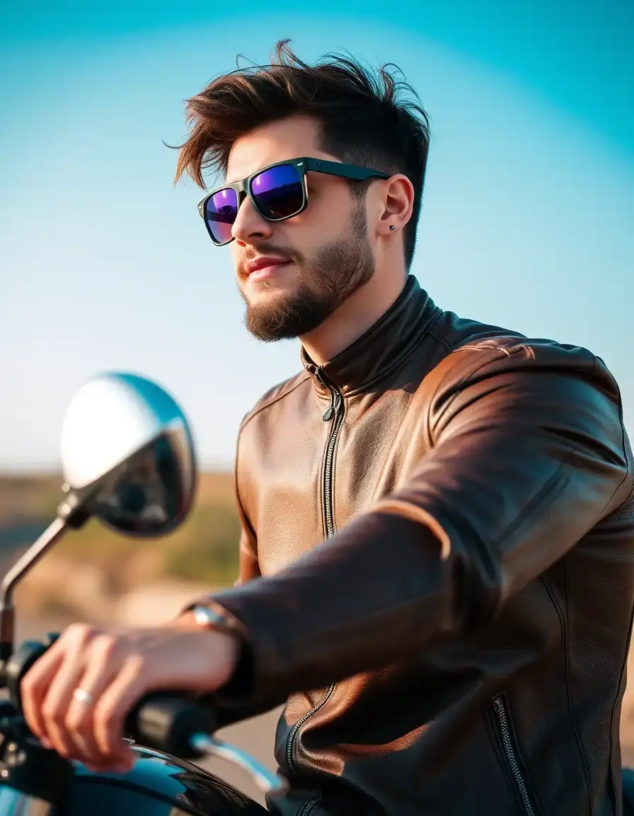 Gants de moto en cuir noir avec protections articulations