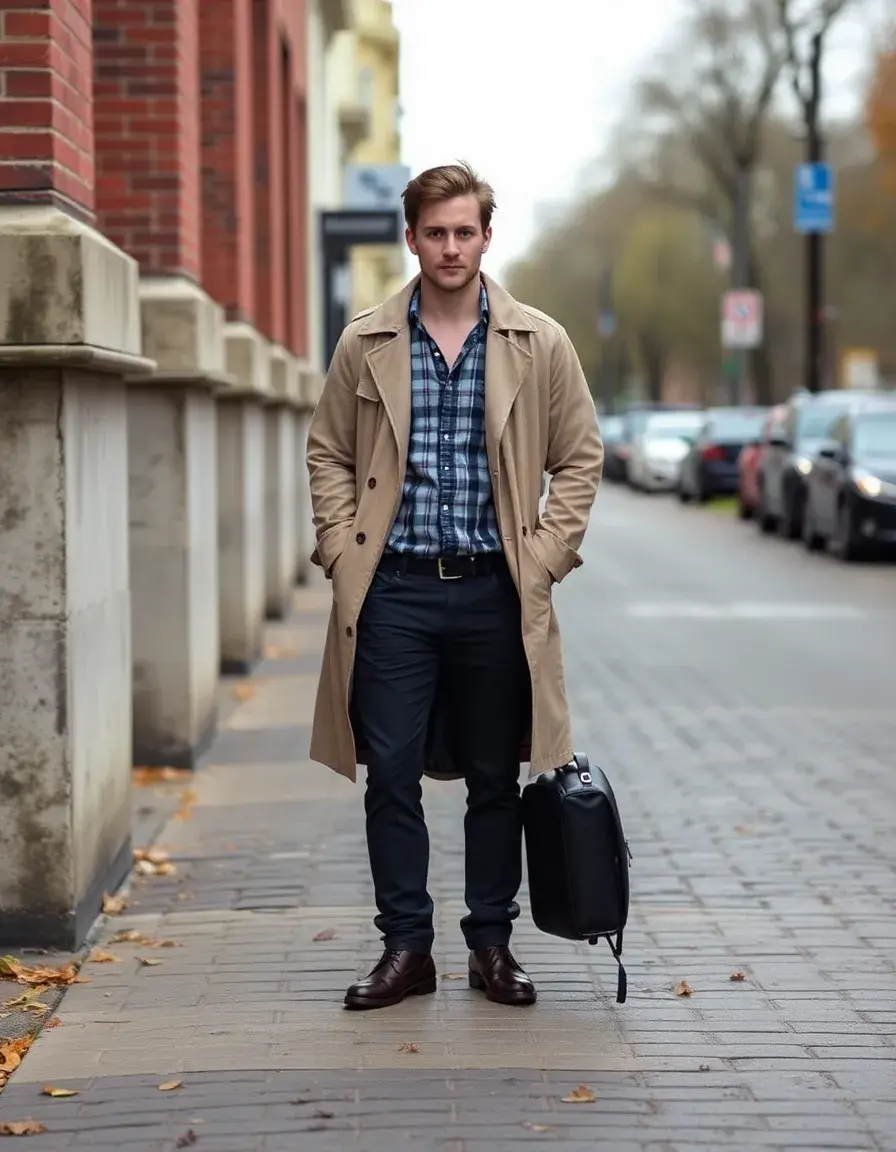 Trench long en cuir pour homme, style protecteur et élégant