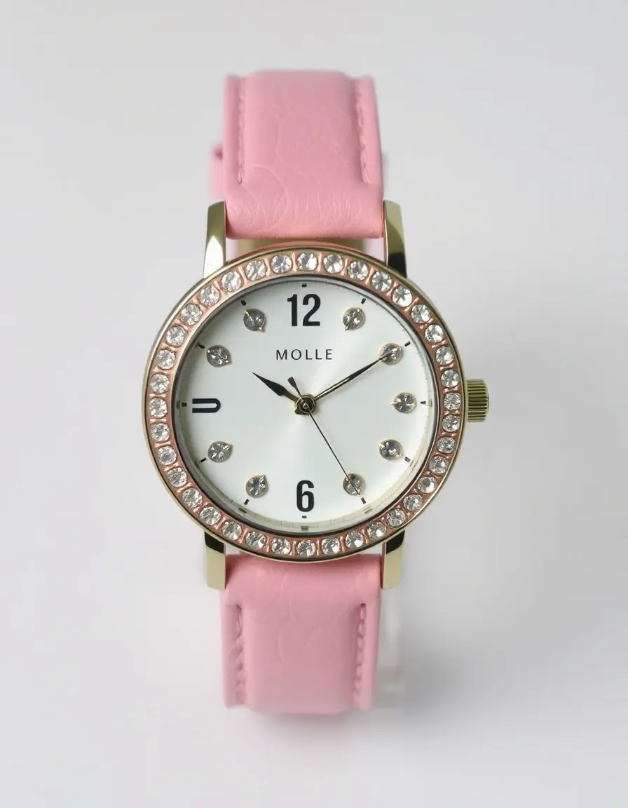 Montre femme bracelet cuir rose fashion