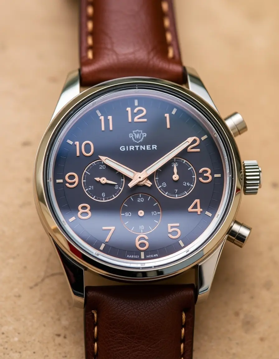 Montre aviateur homme bracelet cuir marron