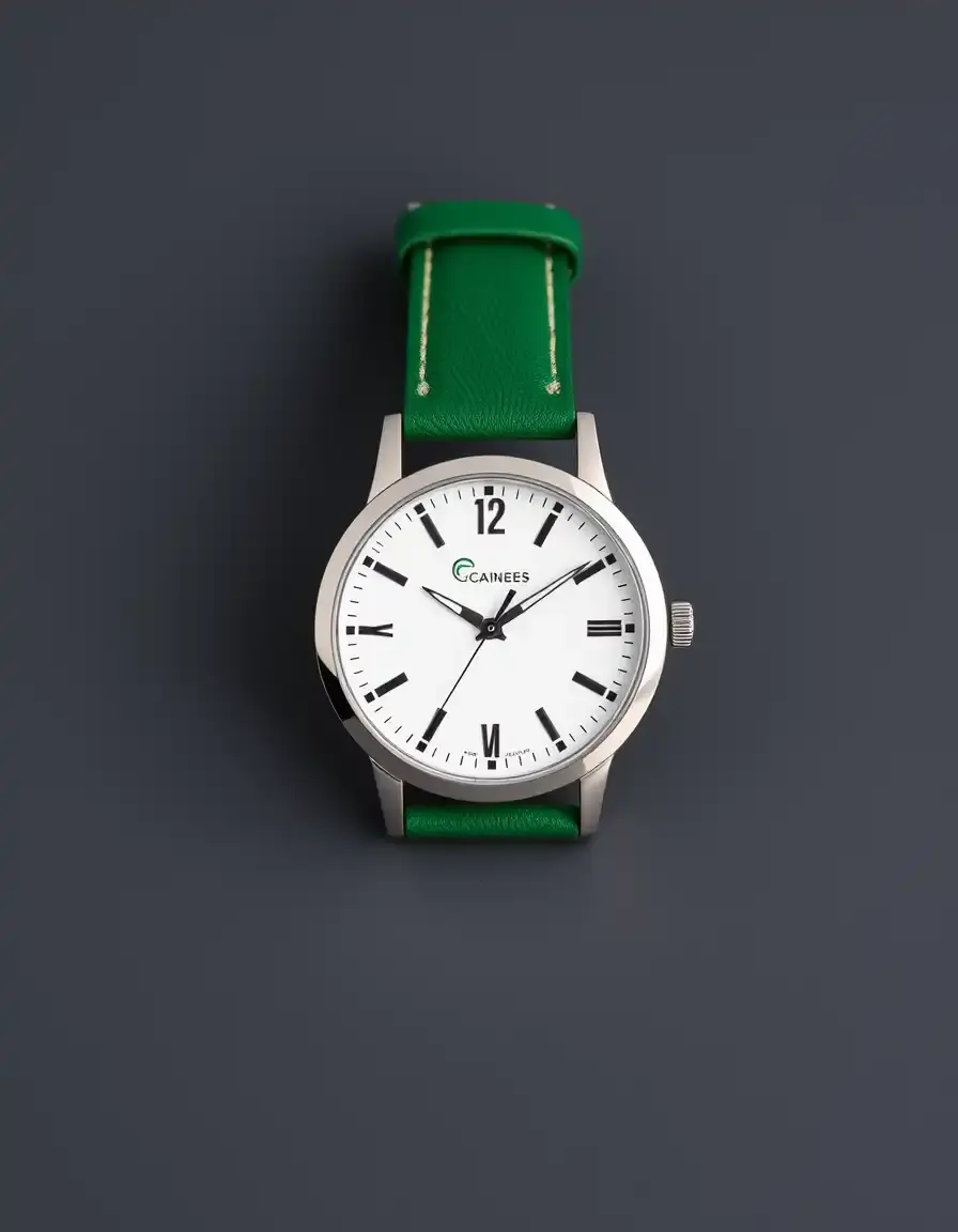 Montre décontractée homme bracelet cuir vert