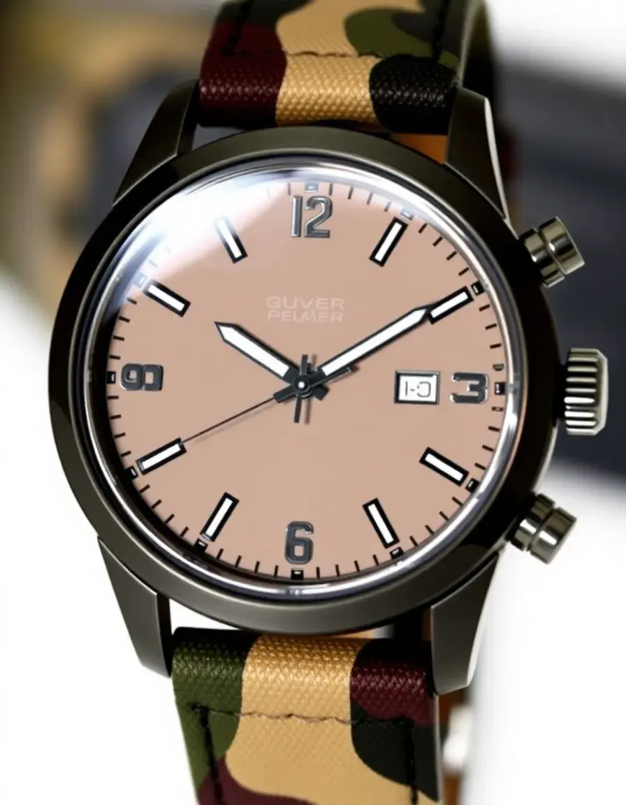 Montre outdoor homme bracelet cuir camouflage