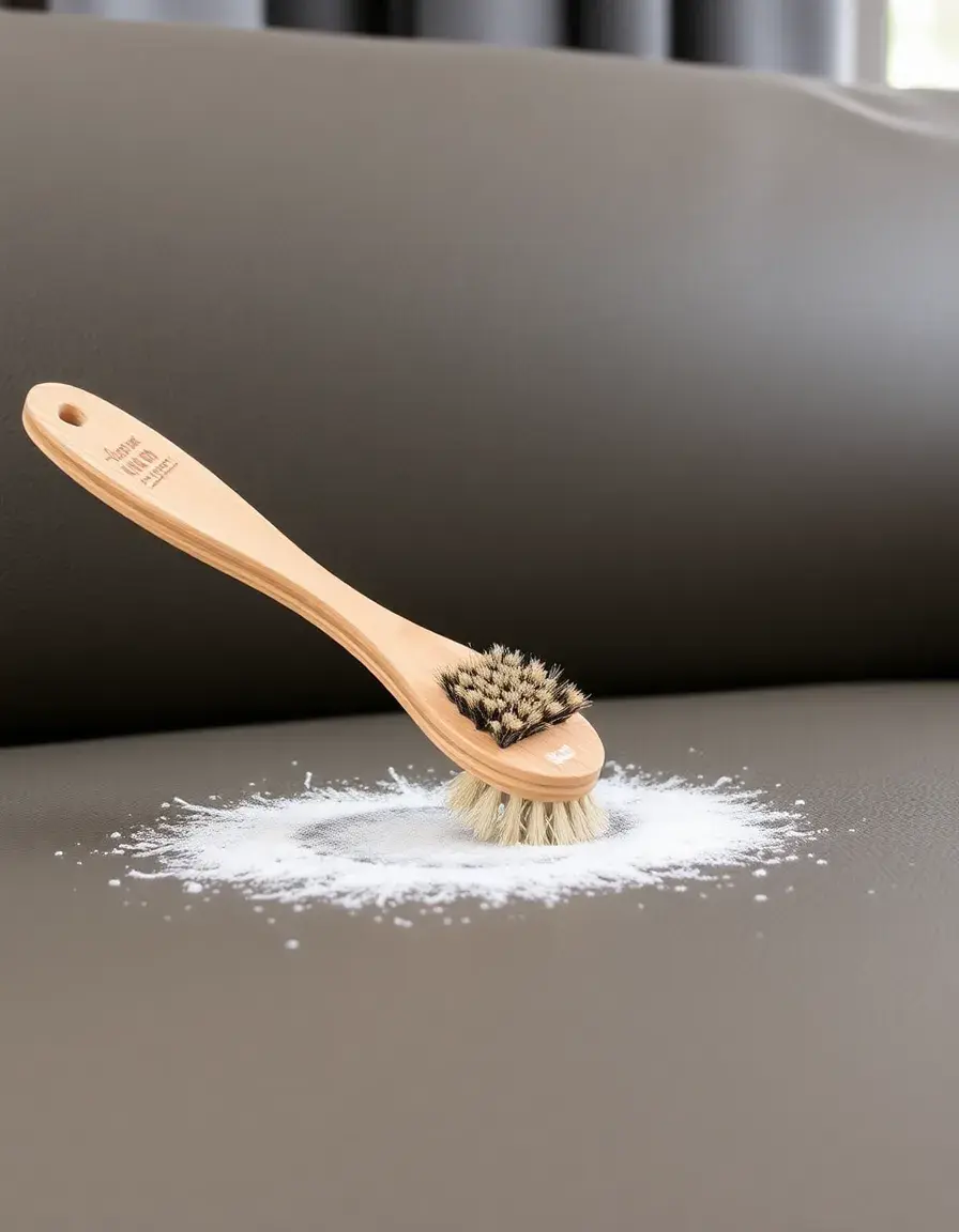 Brosse à poils doux pour dépoussiérer le cuir du canapé