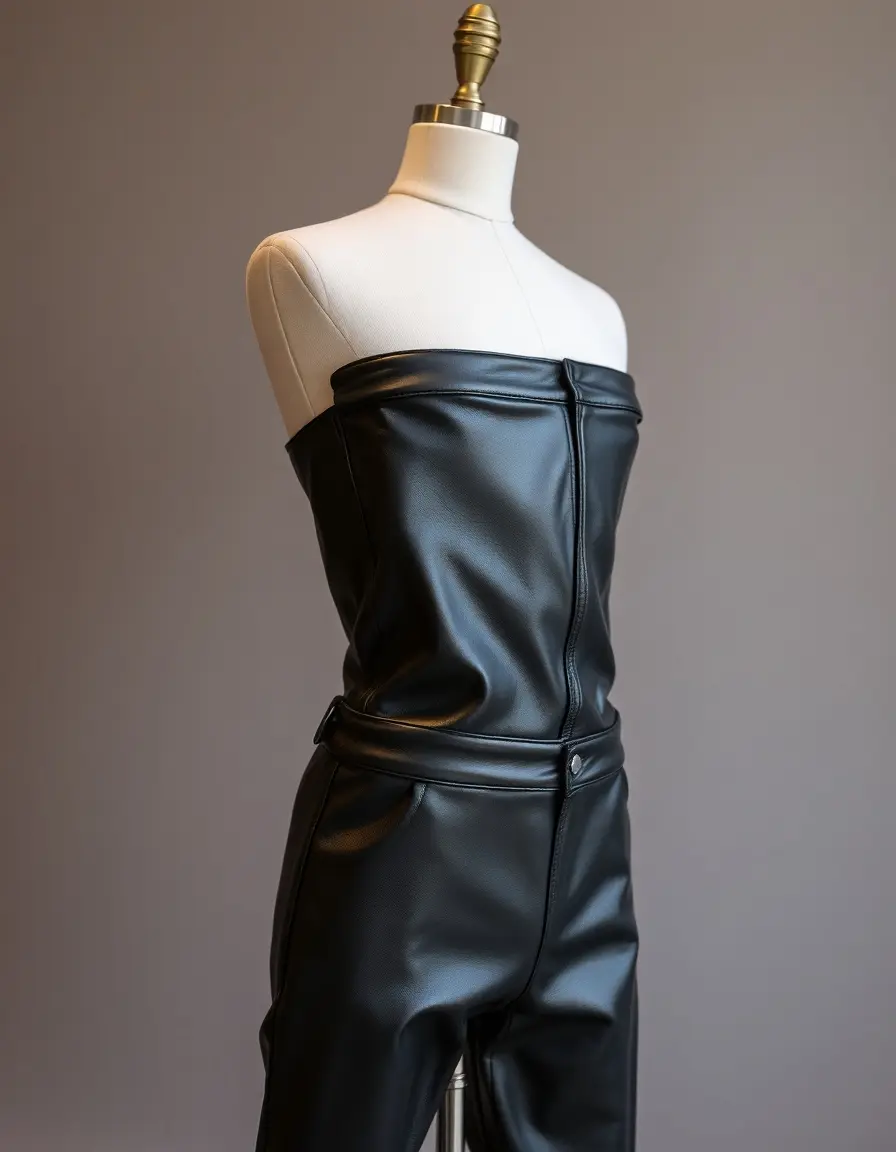 Pantalon homme en cuir noir slim fit sur mannequin