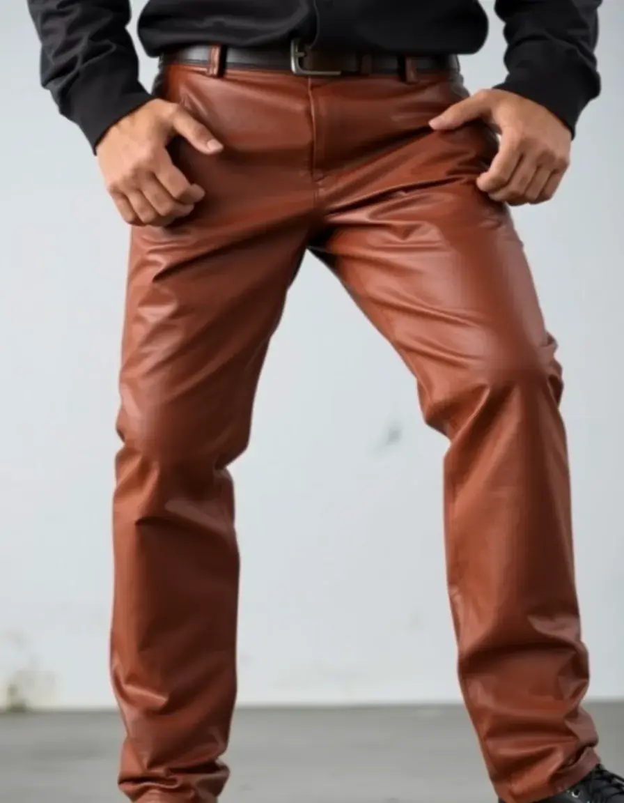 Pantalon de travail en cuir robuste marron clair