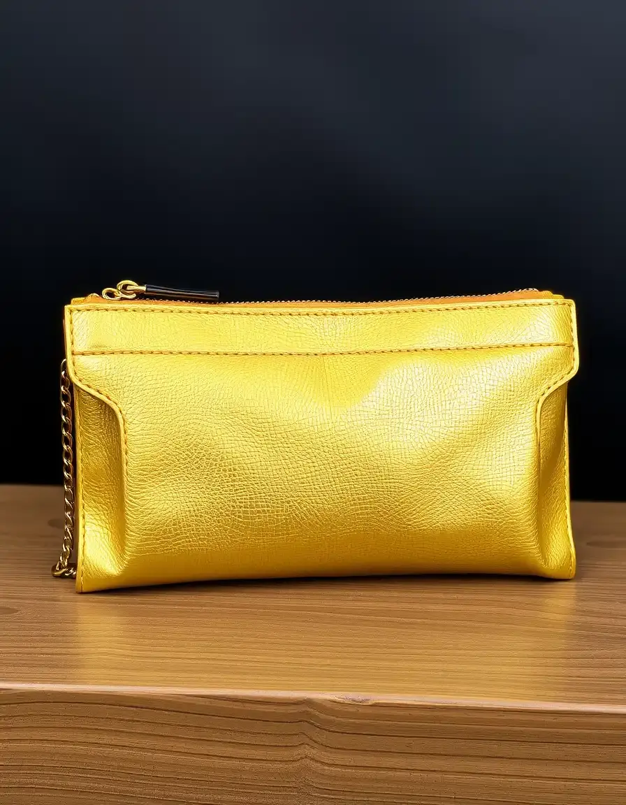 Pochette en cuir doré pour soirée et événements