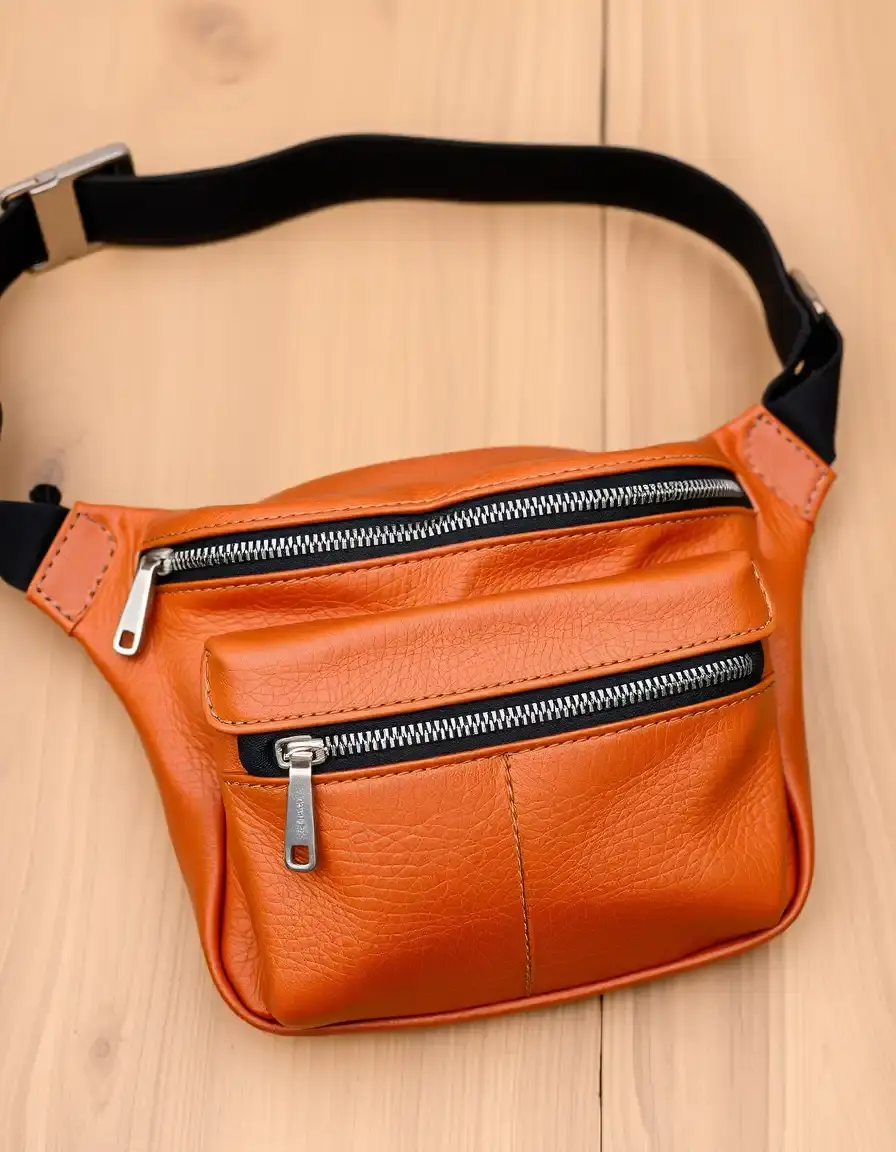 Sac banane moderne en cuir de couleur tan