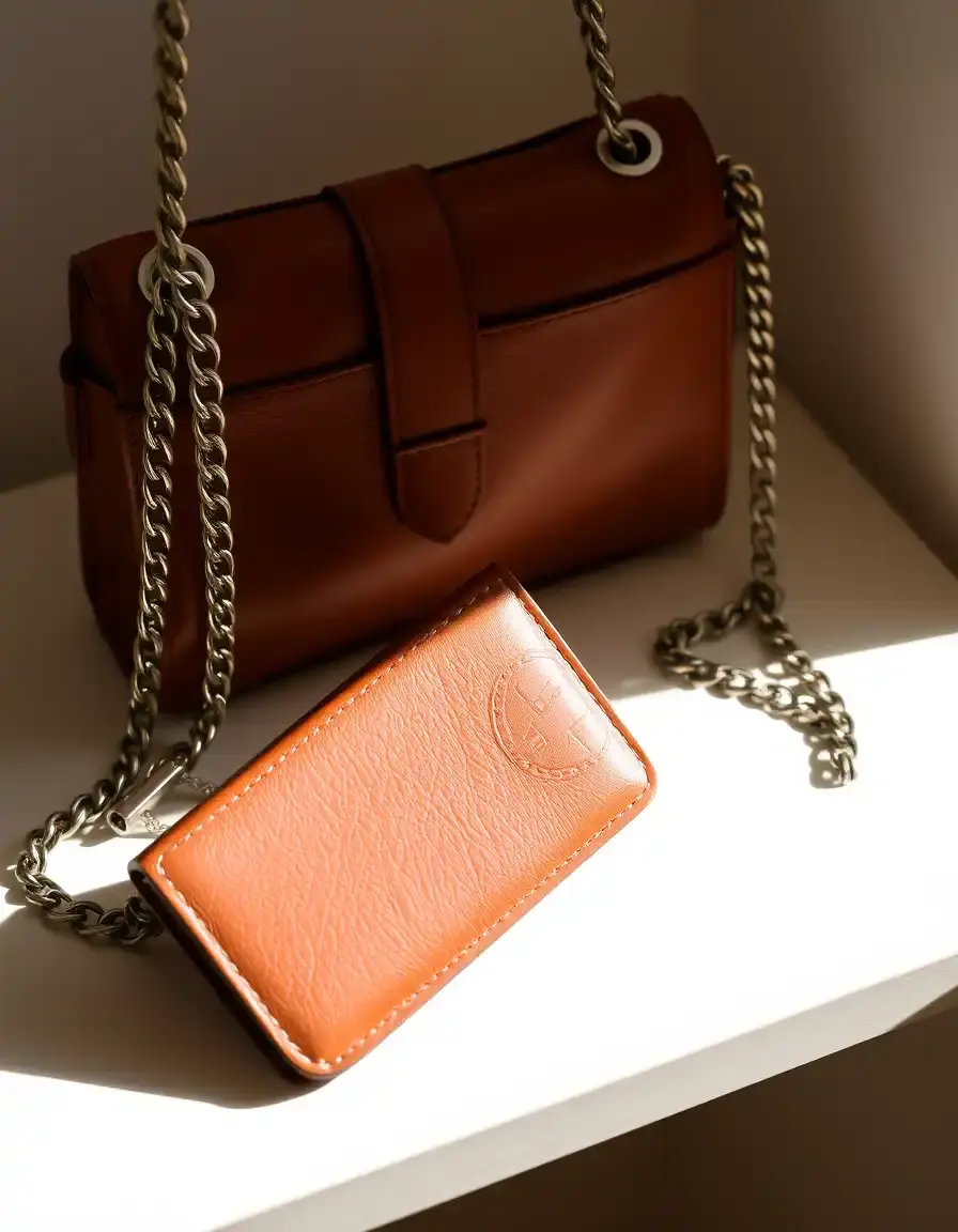 Sac portefeuille sur chaîne en cuir raffiné