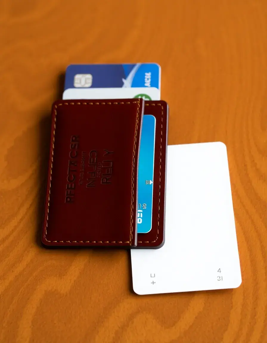Porte-carte cuir marron avec protection RFID intégrée